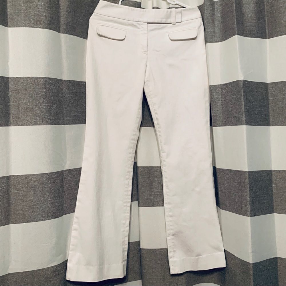 ECCOCI White Trouser Pant Tab Waist Flap Pockets